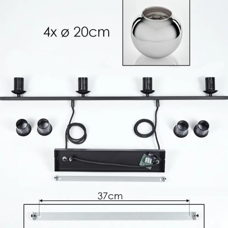 Suspension Verre Fumé-hofstein Suspension Verre 20 cm Koyoto Chrome, Fumé, 4 lumières