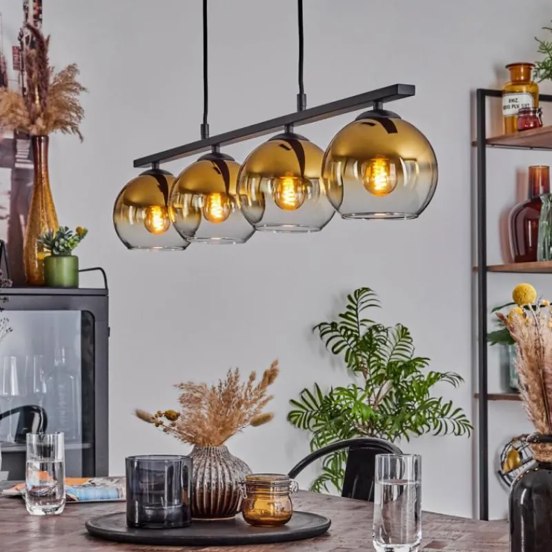 hofstein Suspension Verre 15 cm Koyoto Ambre, 4 lumières