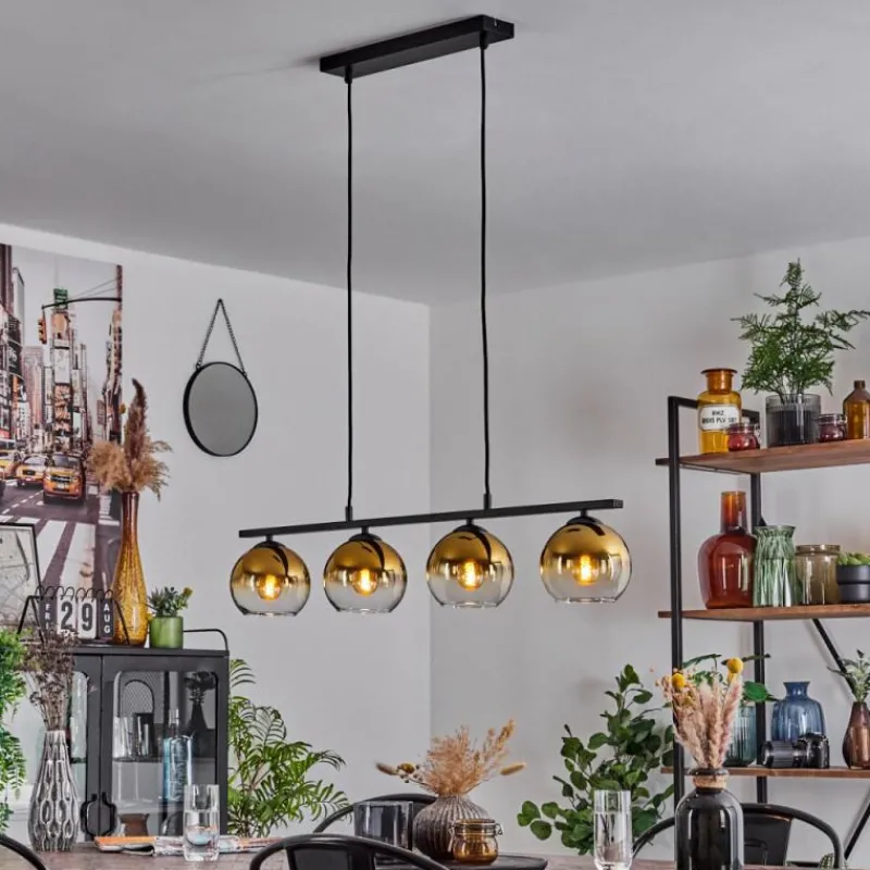 hofstein Suspension Verre 15 cm Koyoto Ambre, 4 lumières