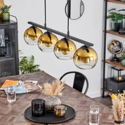 hofstein Suspension Verre 15 cm Koyoto Ambre, 4 lumières