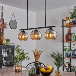 hofstein Suspension Verre 15 cm Koyoto Ambre, 3 lumières