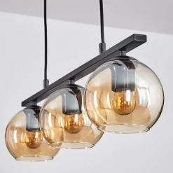 hofstein Suspension Verre 15 cm Koyoto Ambre, 3 lumières