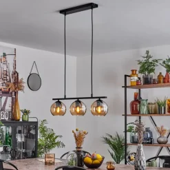 hofstein Suspension Verre 15 cm Koyoto Ambre, 3 lumières