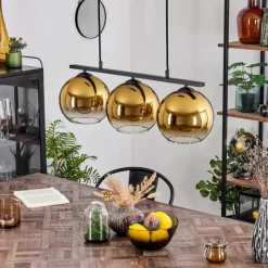 hofstein Suspension Verre 20 cm Koyoto Or, Clair, 3 lumières