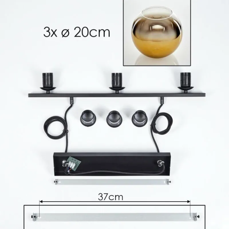hofstein Suspension Verre 20 cm Koyoto Or, Clair, 3 lumières