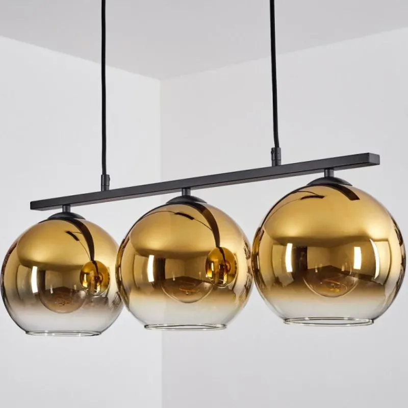 hofstein Suspension Verre 20 cm Koyoto Or, Clair, 3 lumières