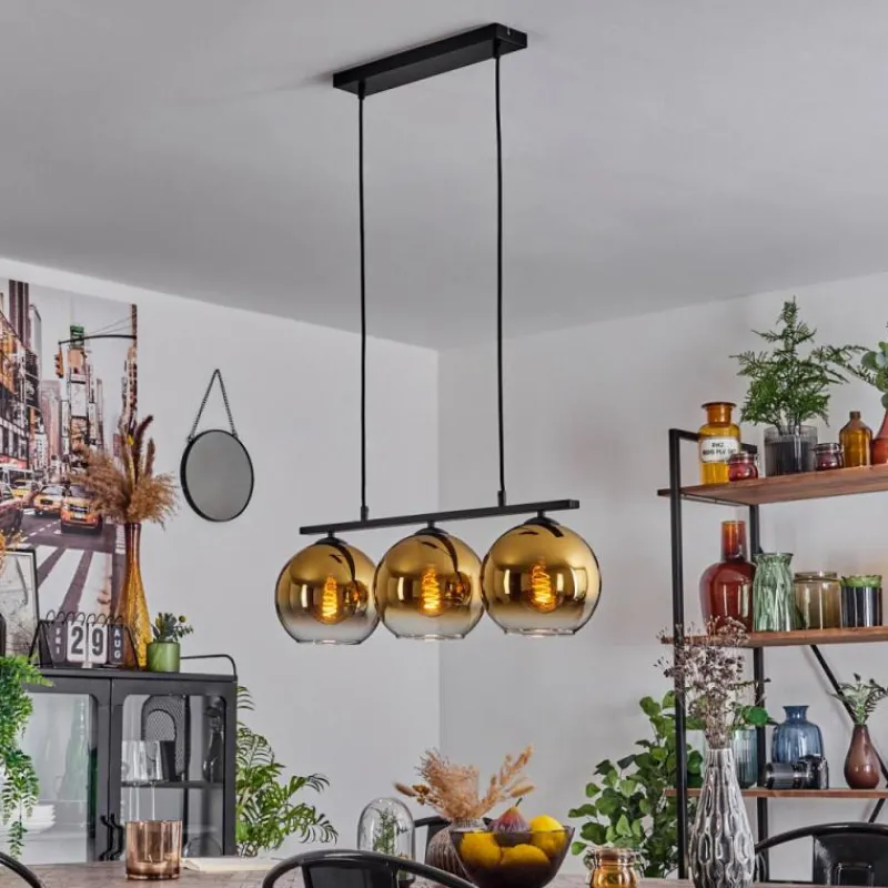 hofstein Suspension Verre 20 cm Koyoto Or, Clair, 3 lumières