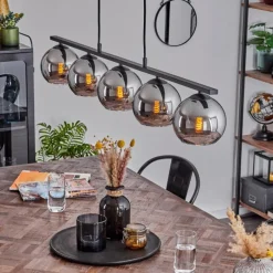 Suspension Verre Fumé-hofstein Suspension Verre 15 cm Koyoto Fumé, 5 lumières