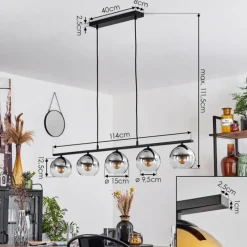 Suspension Verre Fumé-hofstein Suspension Verre 15 cm Koyoto Fumé, 5 lumières