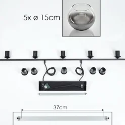 Suspension Verre Fumé-hofstein Suspension Verre 15 cm Koyoto Fumé, 5 lumières