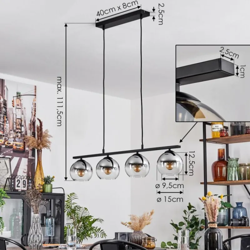 Suspension Verre Fumé-hofstein Suspension Verre 15 cm Koyoto Fumé, 4 lumières