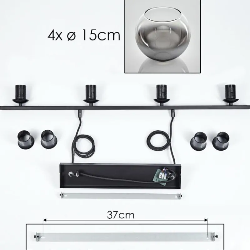 Suspension Verre Fumé-hofstein Suspension Verre 15 cm Koyoto Fumé, 4 lumières