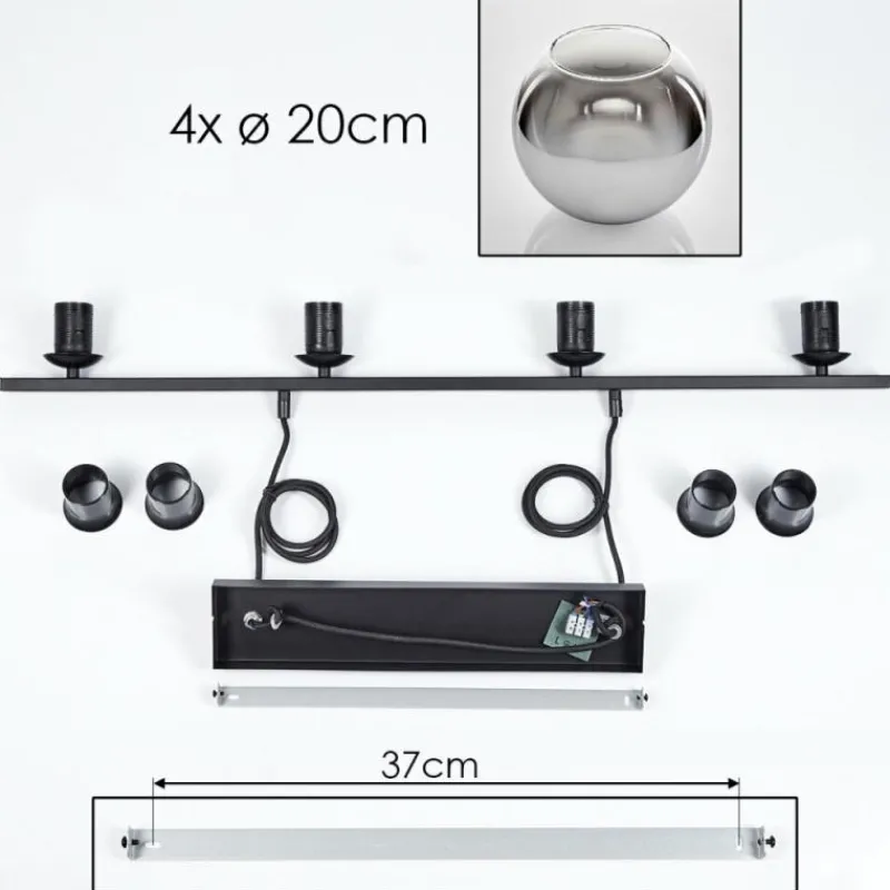 Suspension Verre Fumé-hofstein Suspension Verre 20 cm Koyoto Fumé, 4 lumières