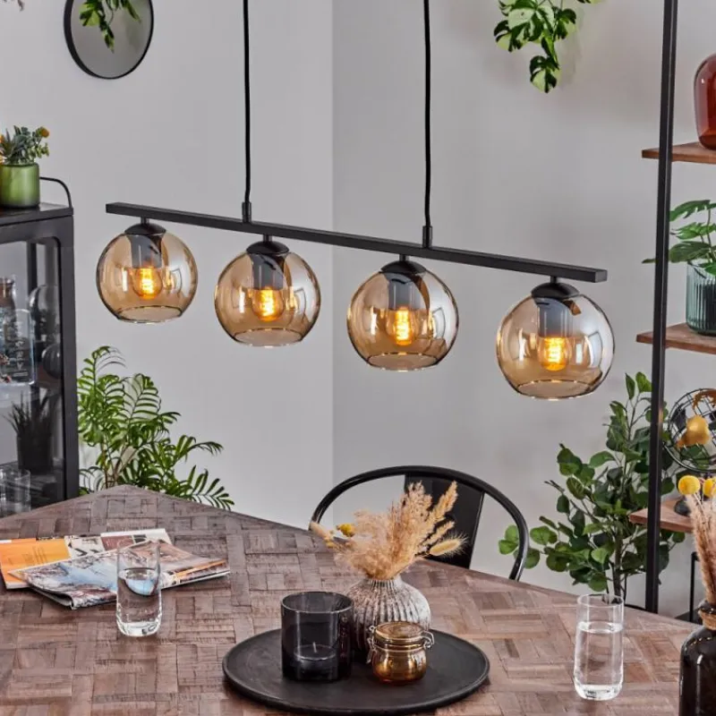 hofstein Suspension Verre 15 cm Koyoto Ambre, 4 lumières