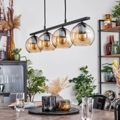 hofstein Suspension Verre 15 cm Koyoto Ambre, 4 lumières