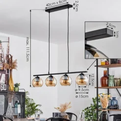 hofstein Suspension Verre 15 cm Koyoto Ambre, 4 lumières