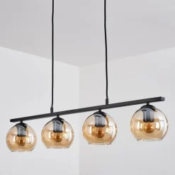 hofstein Suspension Verre 15 cm Koyoto Ambre, 4 lumières