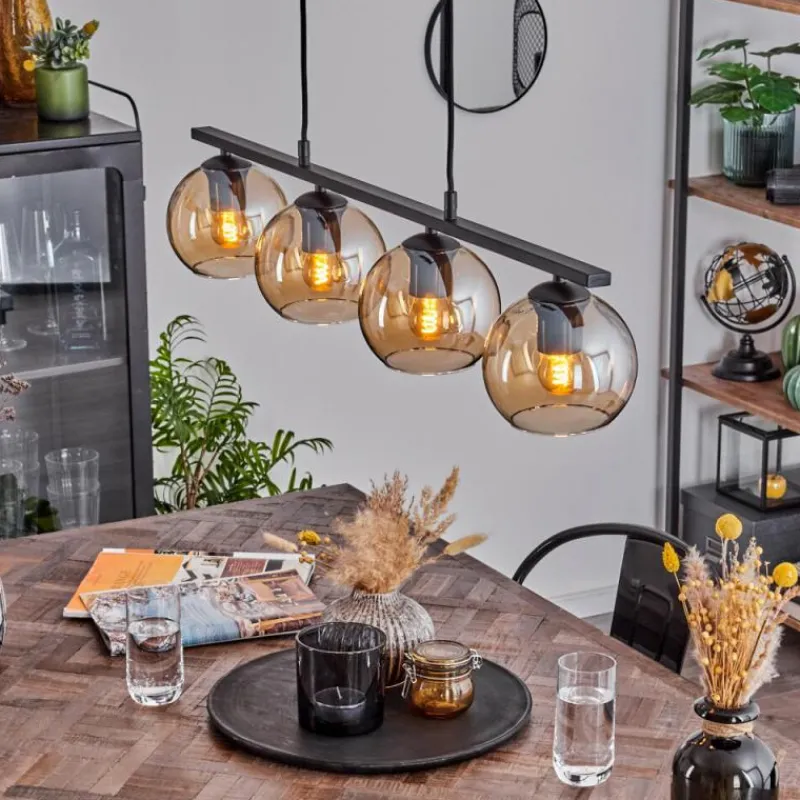 hofstein Suspension Verre 15 cm Koyoto Ambre, 4 lumières