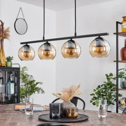 hofstein Suspension Verre 15 cm Koyoto Ambre, 4 lumières