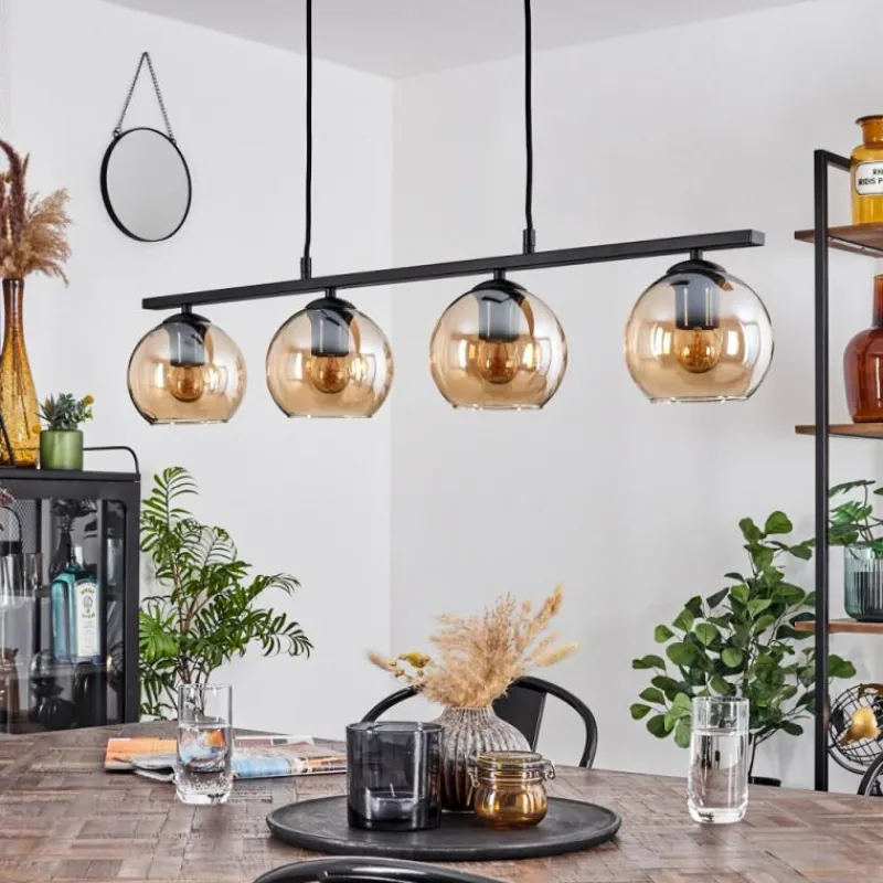 hofstein Suspension Verre 15 cm Koyoto Ambre, 4 lumières