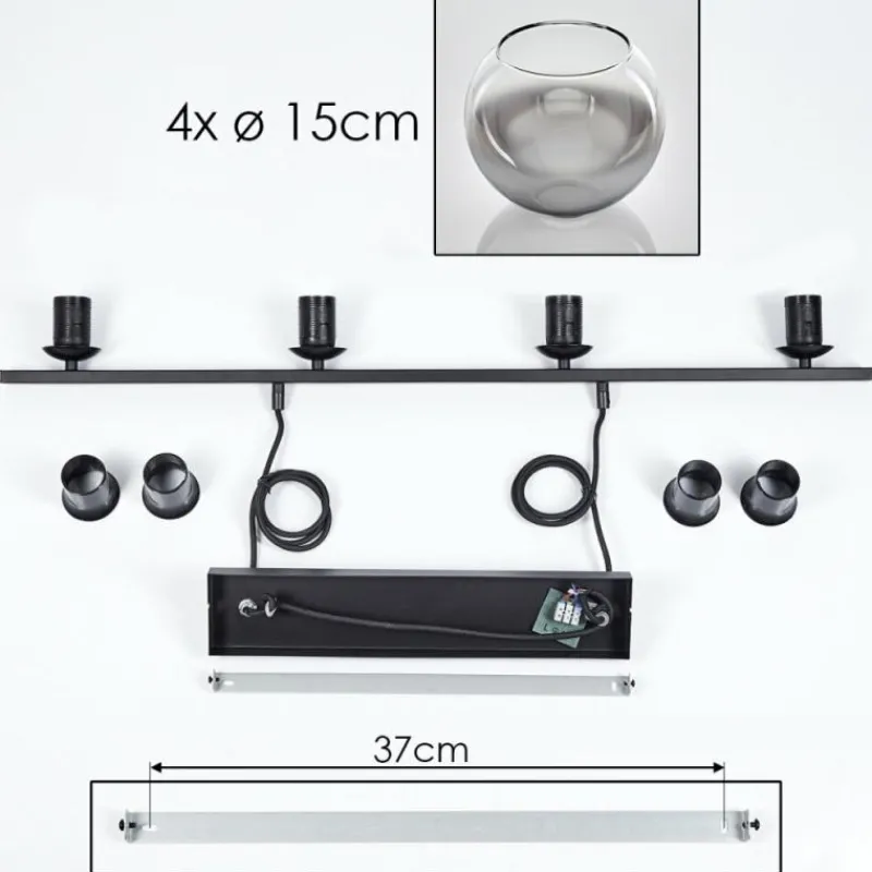 Suspension Verre Fumé-hofstein Suspension Verre 15 cm Koyoto Fumé, 4 lumières