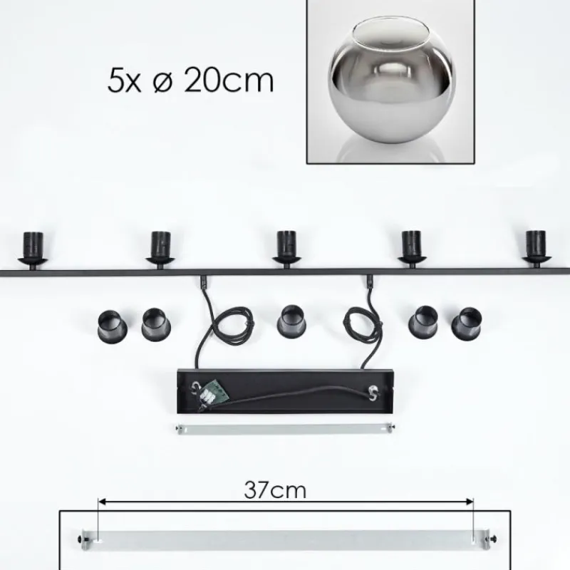 Suspension Verre Fumé-hofstein Suspension Verre 20 cm Koyoto Fumé, 5 lumières