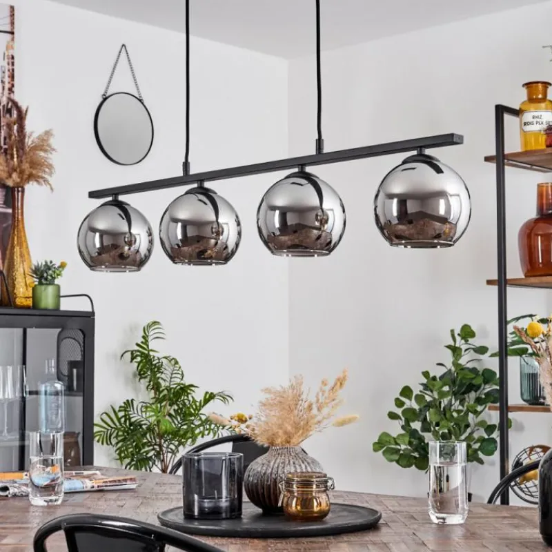 Suspension Verre Fumé-hofstein Suspension Verre 15 cm Koyoto Chrome, Fumé, 4 lumières