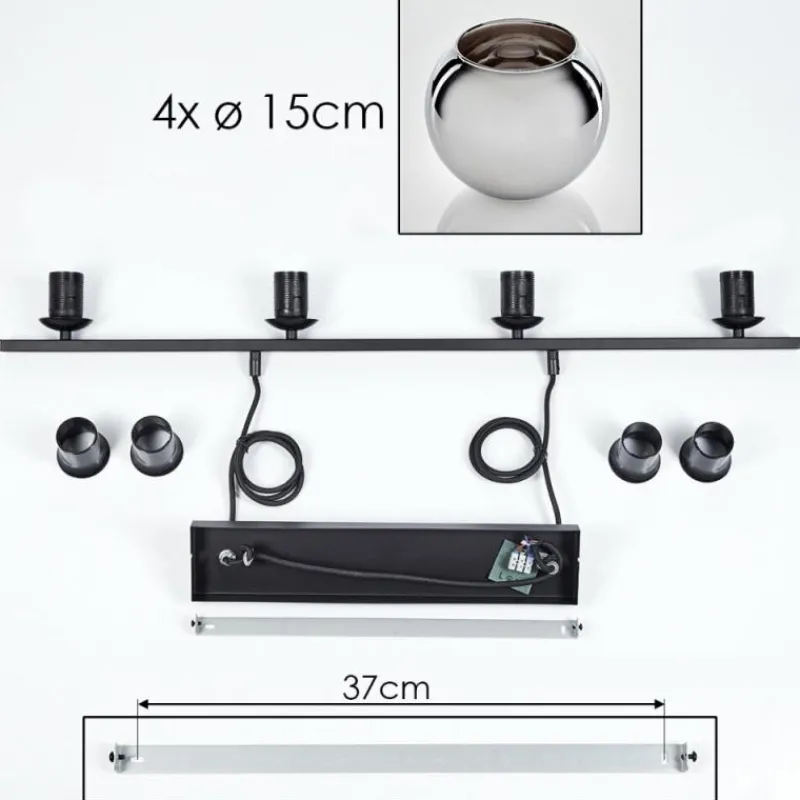 Suspension Verre Fumé-hofstein Suspension Verre 15 cm Koyoto Chrome, Fumé, 4 lumières