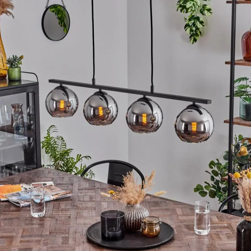 Suspension Verre Fumé-hofstein Suspension Verre 15 cm Koyoto Chrome, Fumé, 4 lumières