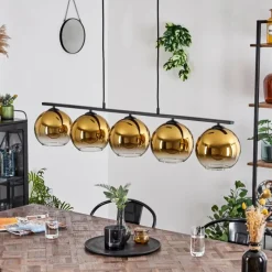 hofstein Suspension Verre 20 cm Koyoto Or, Clair, 5 lumières