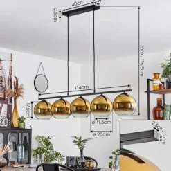 hofstein Suspension Verre 20 cm Koyoto Or, Clair, 5 lumières