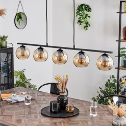 hofstein Suspension Verre 15 cm Koyoto Ambre, 5 lumières