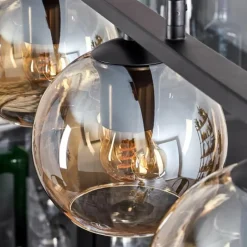 hofstein Suspension Verre 15 cm Koyoto Ambre, 5 lumières