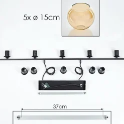 hofstein Suspension Verre 15 cm Koyoto Ambre, 5 lumières