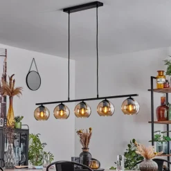 hofstein Suspension Verre 15 cm Koyoto Ambre, 5 lumières