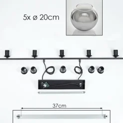 Suspension Verre Fumé-hofstein Suspension Verre 20 cm Koyoto Fumé, 5 lumières