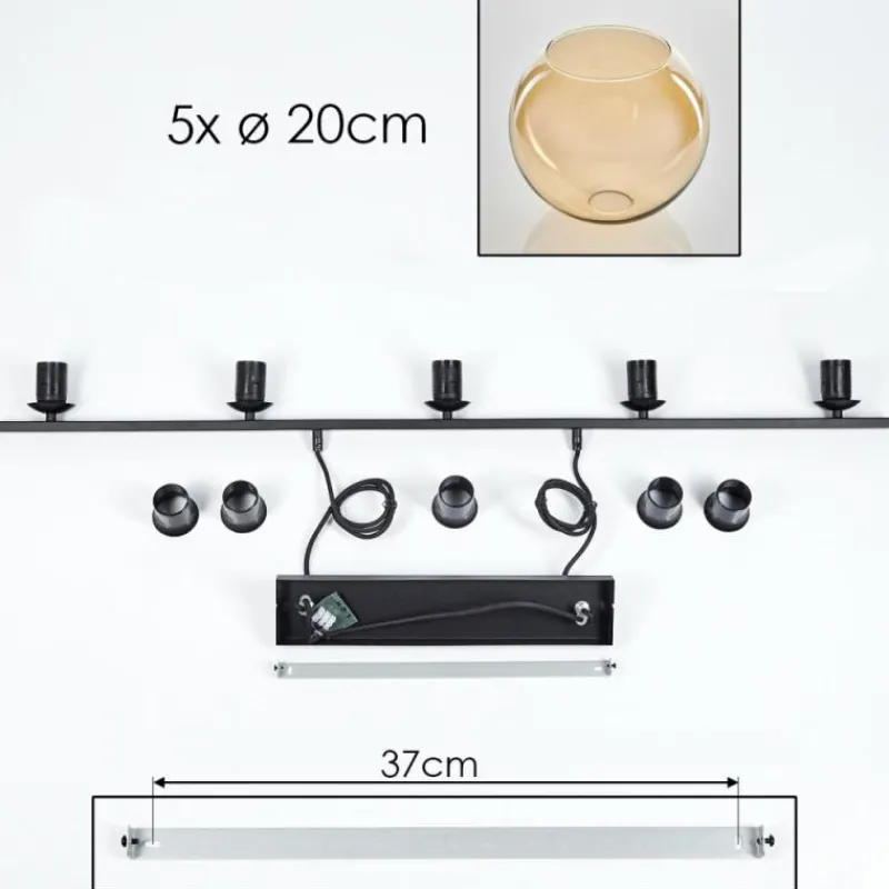 hofstein Suspension Verre 20 cm Koyoto Ambre, 5 lumières