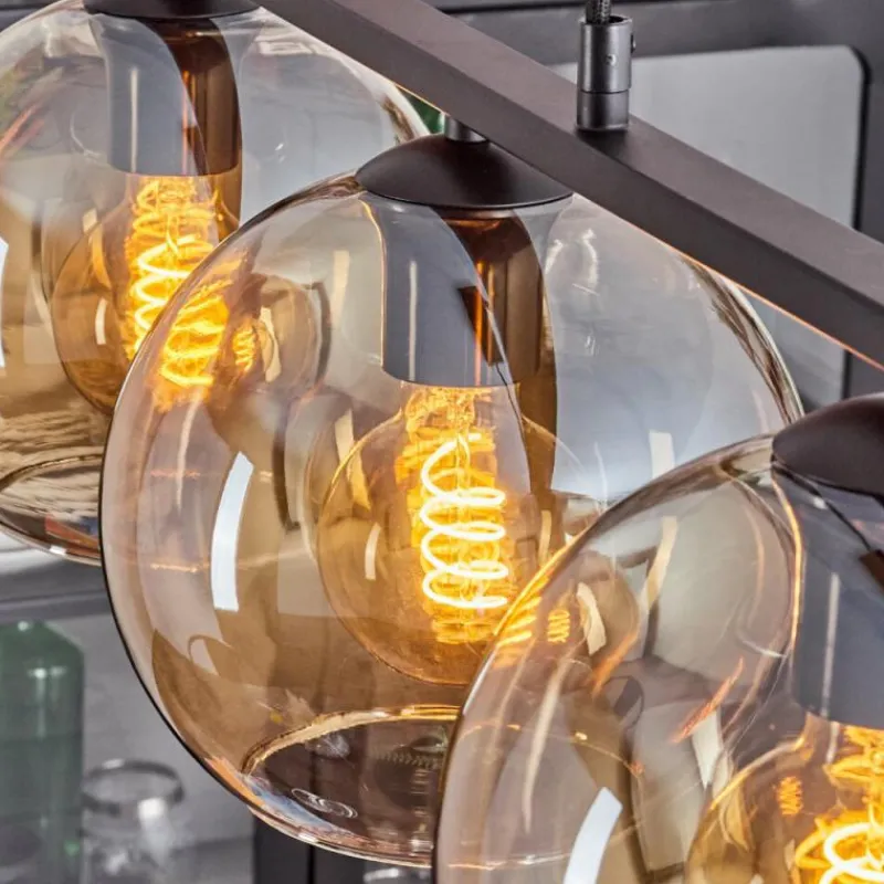 hofstein Suspension Verre 20 cm Koyoto Ambre, 5 lumières