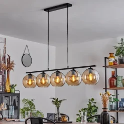 hofstein Suspension Verre 20 cm Koyoto Ambre, 5 lumières