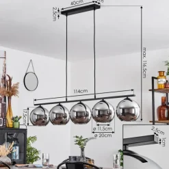 Suspension Verre Fumé-hofstein Suspension Verre 20 cm Koyoto Fumé, 5 lumières