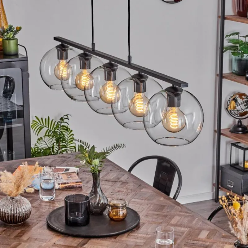 hofstein Suspension Verre 20 cm Koyoto Clair, 5 lumières