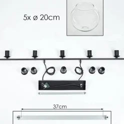 hofstein Suspension Verre 20 cm Koyoto Clair, 5 lumières