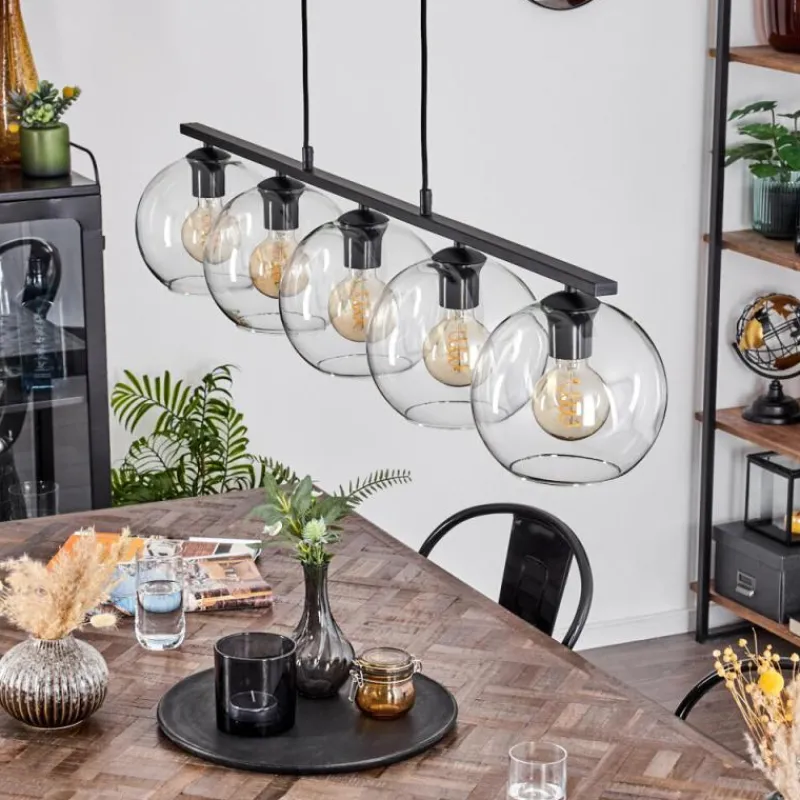 hofstein Suspension Verre 20 cm Koyoto Clair, 5 lumières