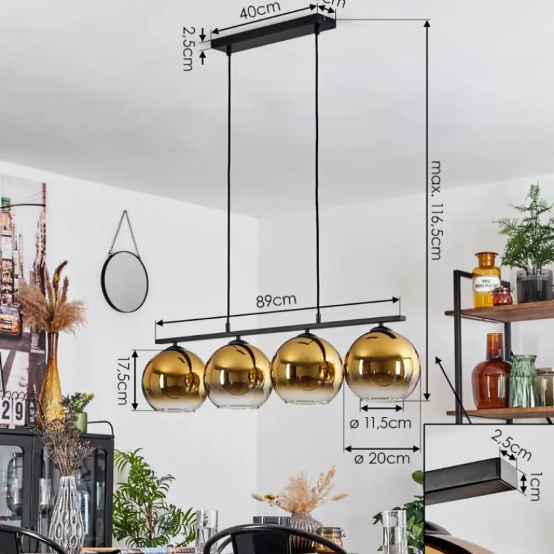 hofstein Suspension Verre 20 cm Koyoto Or, 4 lumières