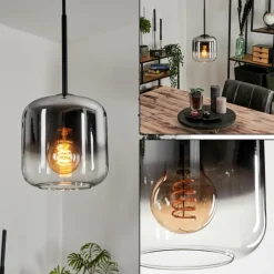 hofstein Suspension Verre 15 cm Lauden Chrome, Clair, Fumé, 1 lumière