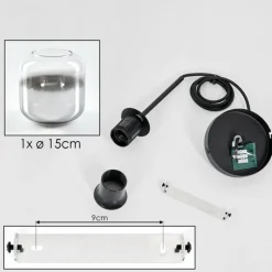 hofstein Suspension Verre 15 cm Lauden Chrome, Clair, Fumé, 1 lumière