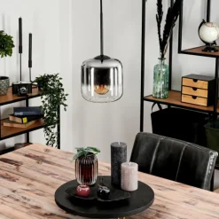 hofstein Suspension Verre 15 cm Lauden Chrome, Clair, Fumé, 1 lumière