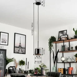 hofstein Suspension Verre 15 cm Lauden Chrome, Fumé, 1 lumière