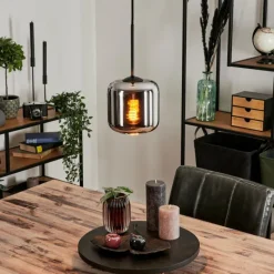 hofstein Suspension Verre 15 cm Lauden Chrome, Fumé, 1 lumière