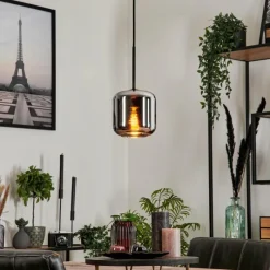 hofstein Suspension Verre 15 cm Lauden Chrome, Fumé, 1 lumière